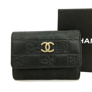 Chanel Icon CC Logo Black Lambskin 6 Key Case